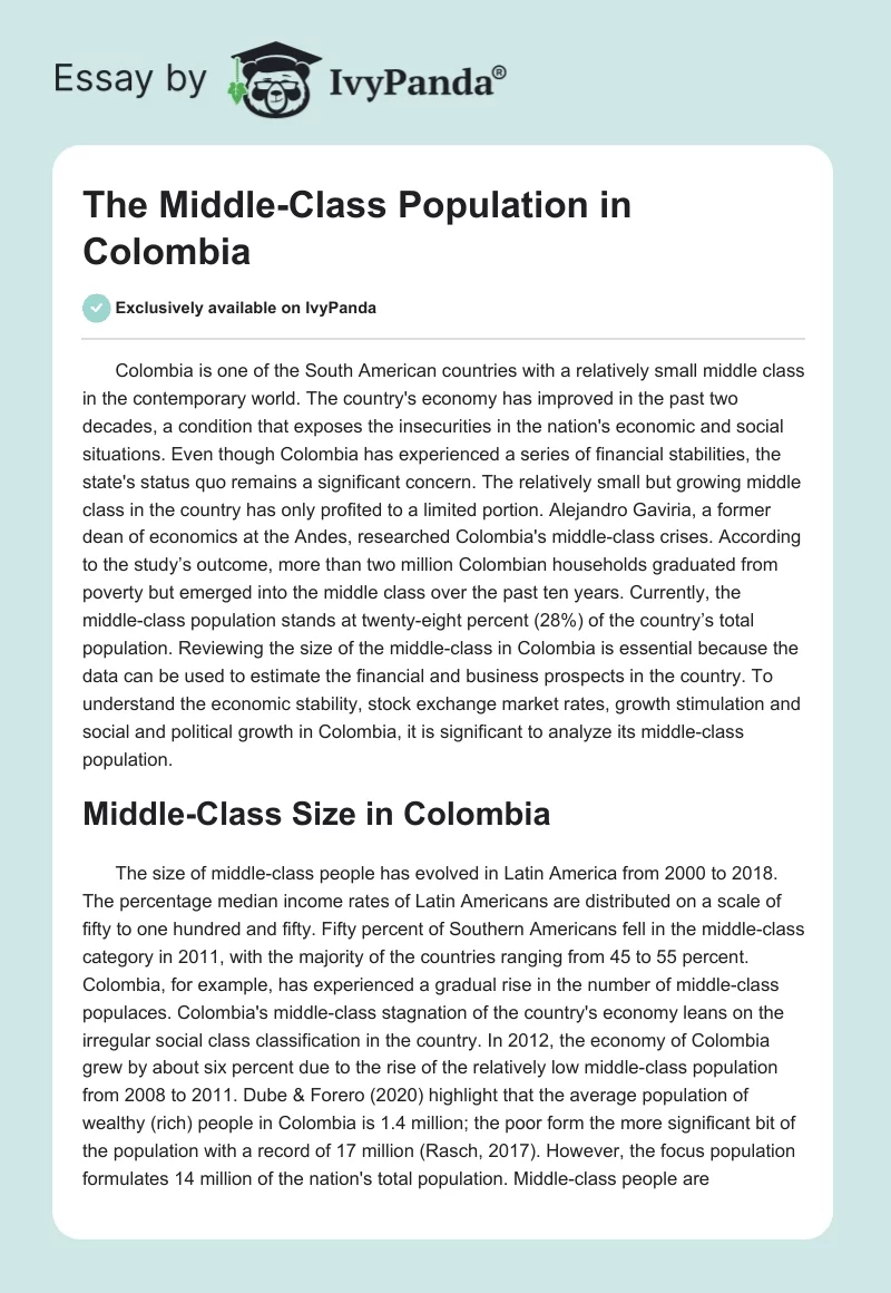 The Middle-Class Population in Colombia. Page 1