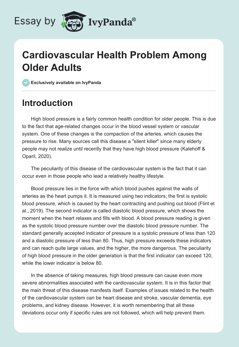 Cardiovascular Health Problem Among Older Adults. Page 1