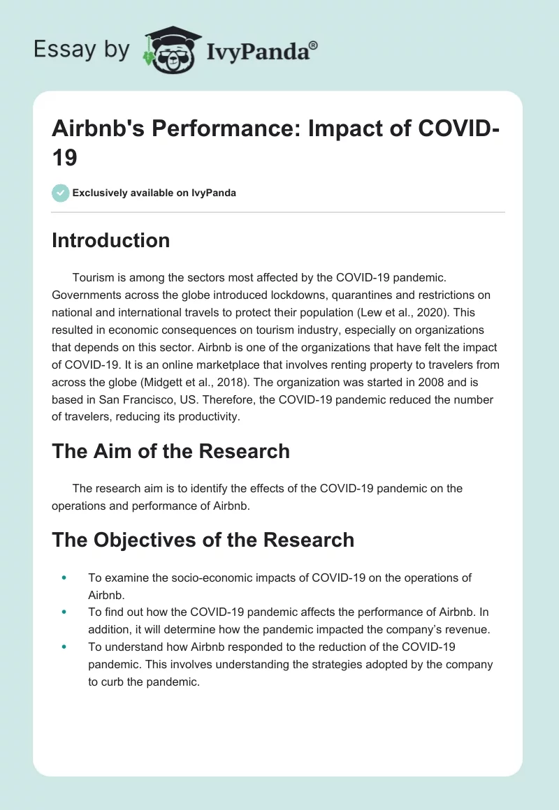 Airbnb's Performance: Impact of COVID-19. Page 1