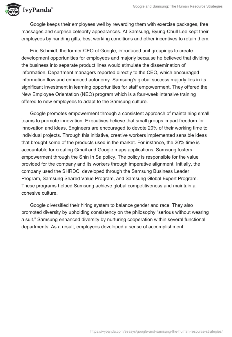 Google and Samsung: The Human Resource Strategies. Page 2