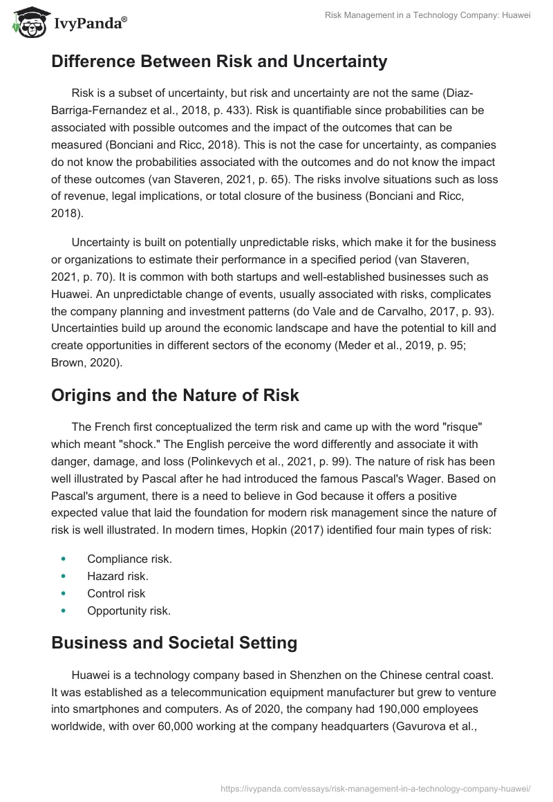 Risk Management in a Technology Company: Huawei. Page 2