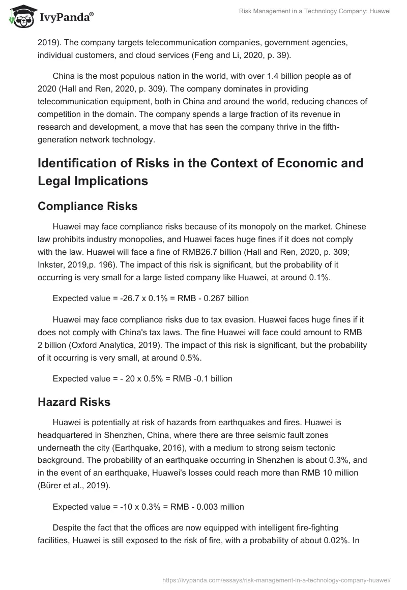 Risk Management in a Technology Company: Huawei. Page 3