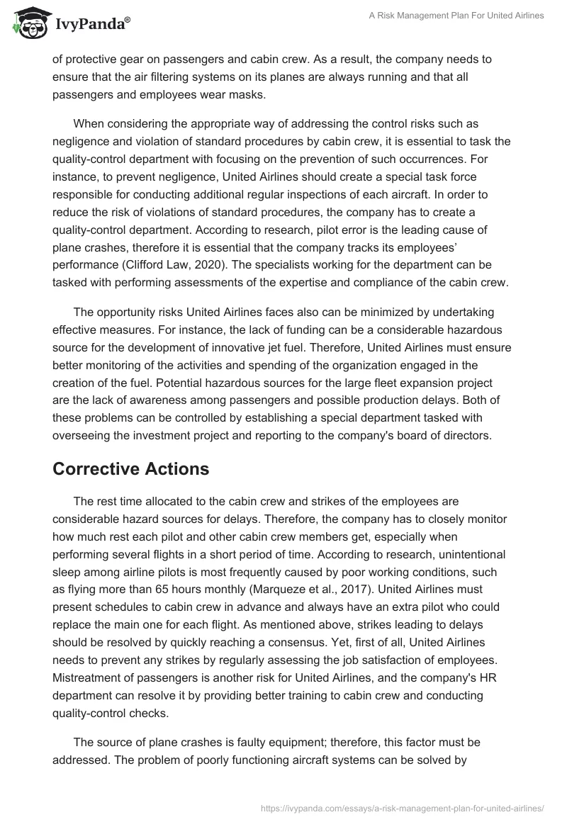 A Risk Management Plan For United Airlines. Page 5