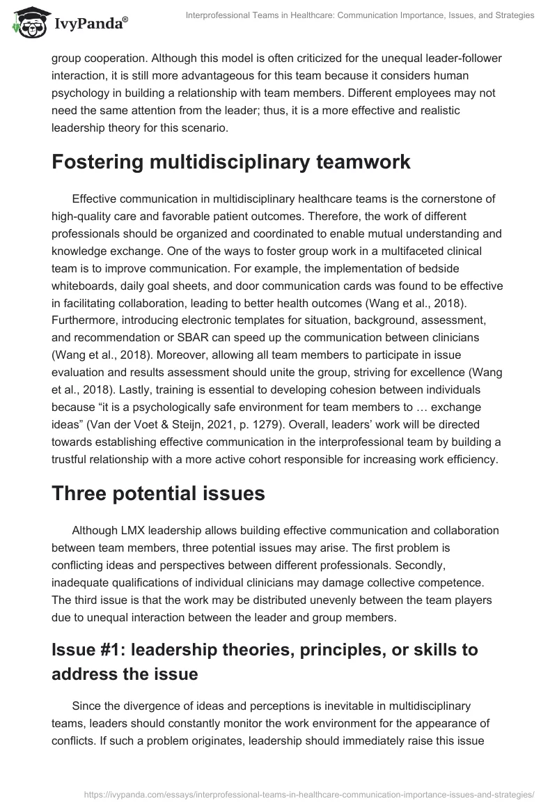 Interprofessional Teams in Healthcare: Communication Importance, Issues, and Strategies. Page 2