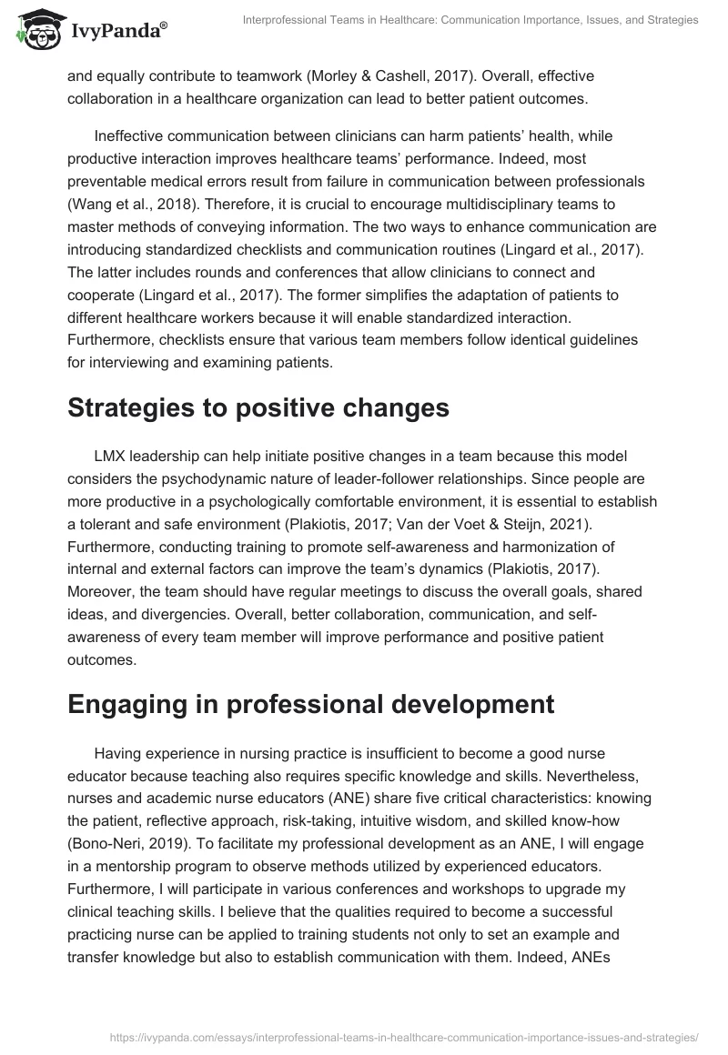 Interprofessional Teams in Healthcare: Communication Importance, Issues, and Strategies. Page 4