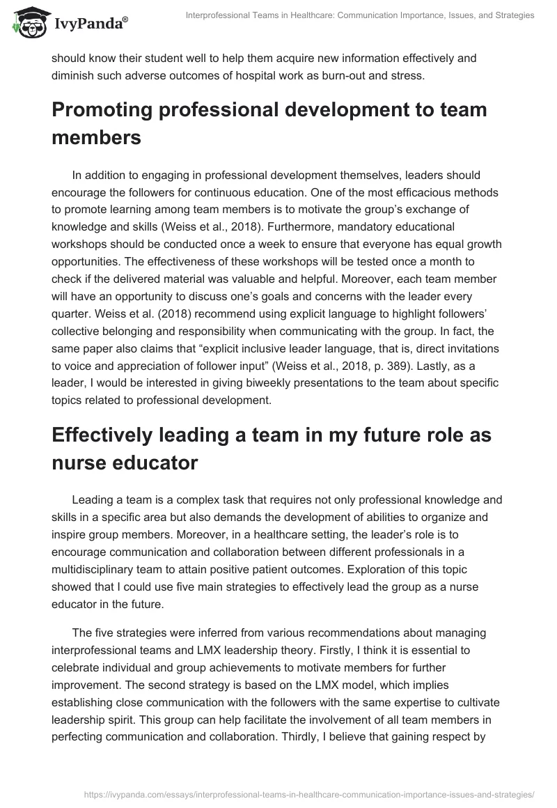 Interprofessional Teams in Healthcare: Communication Importance, Issues, and Strategies. Page 5