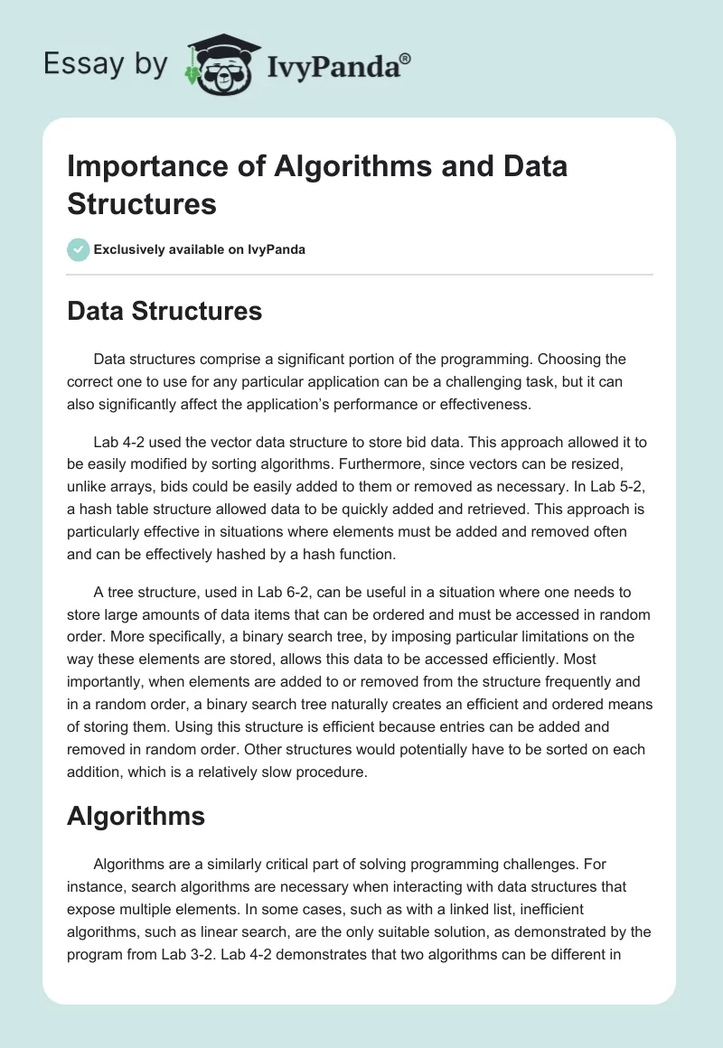 Importance of Algorithms and Data Structures. Page 1