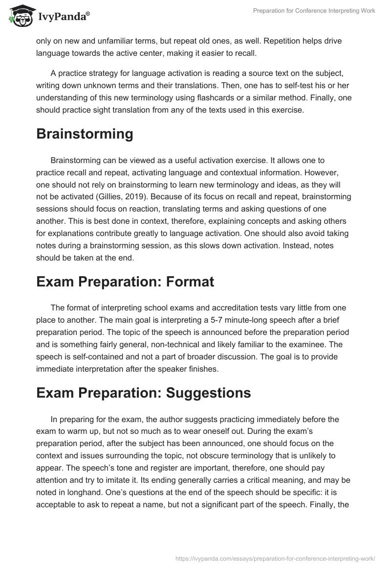 Preparation for Conference Interpreting Work. Page 2