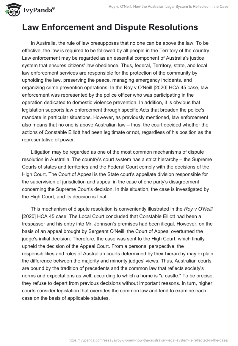 Roy v. O’Neill: How the Australian Legal System Is Reflected in the Case. Page 4