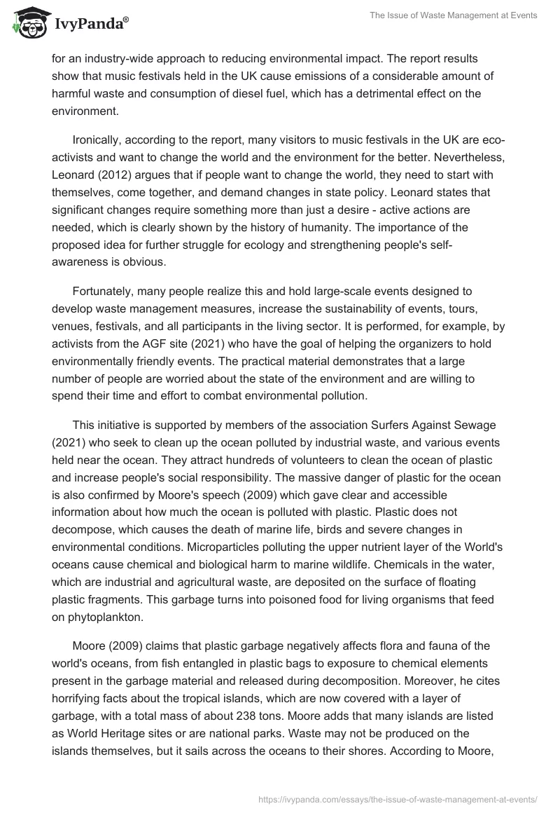 The Issue of Waste Management at Events. Page 3