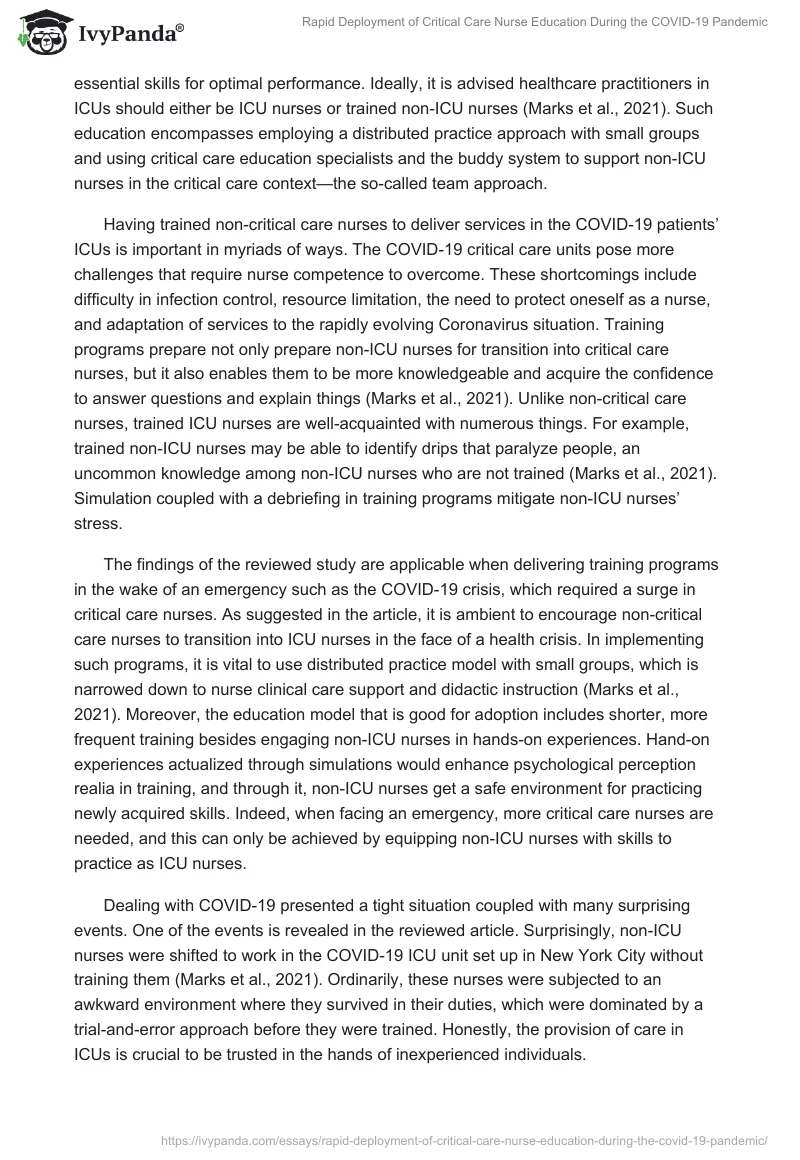 Rapid Deployment of Critical Care Nurse Education During the COVID-19 Pandemic. Page 2