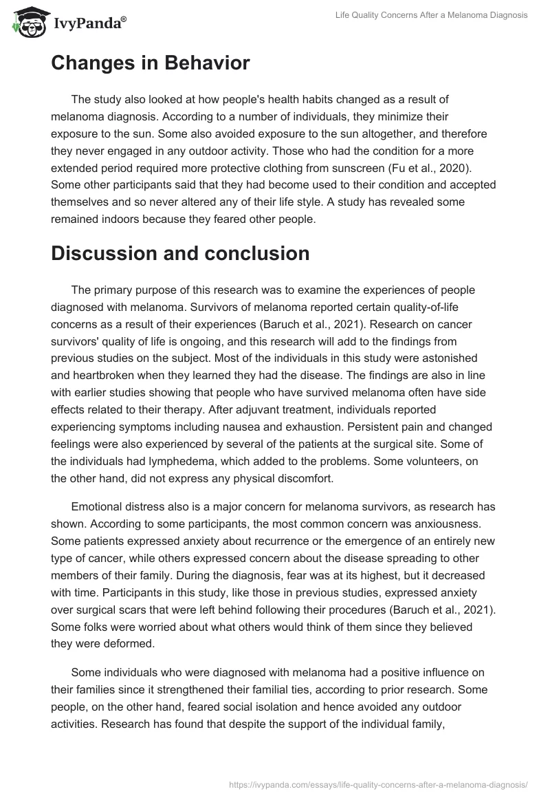 Life Quality Concerns After a Melanoma Diagnosis. Page 4