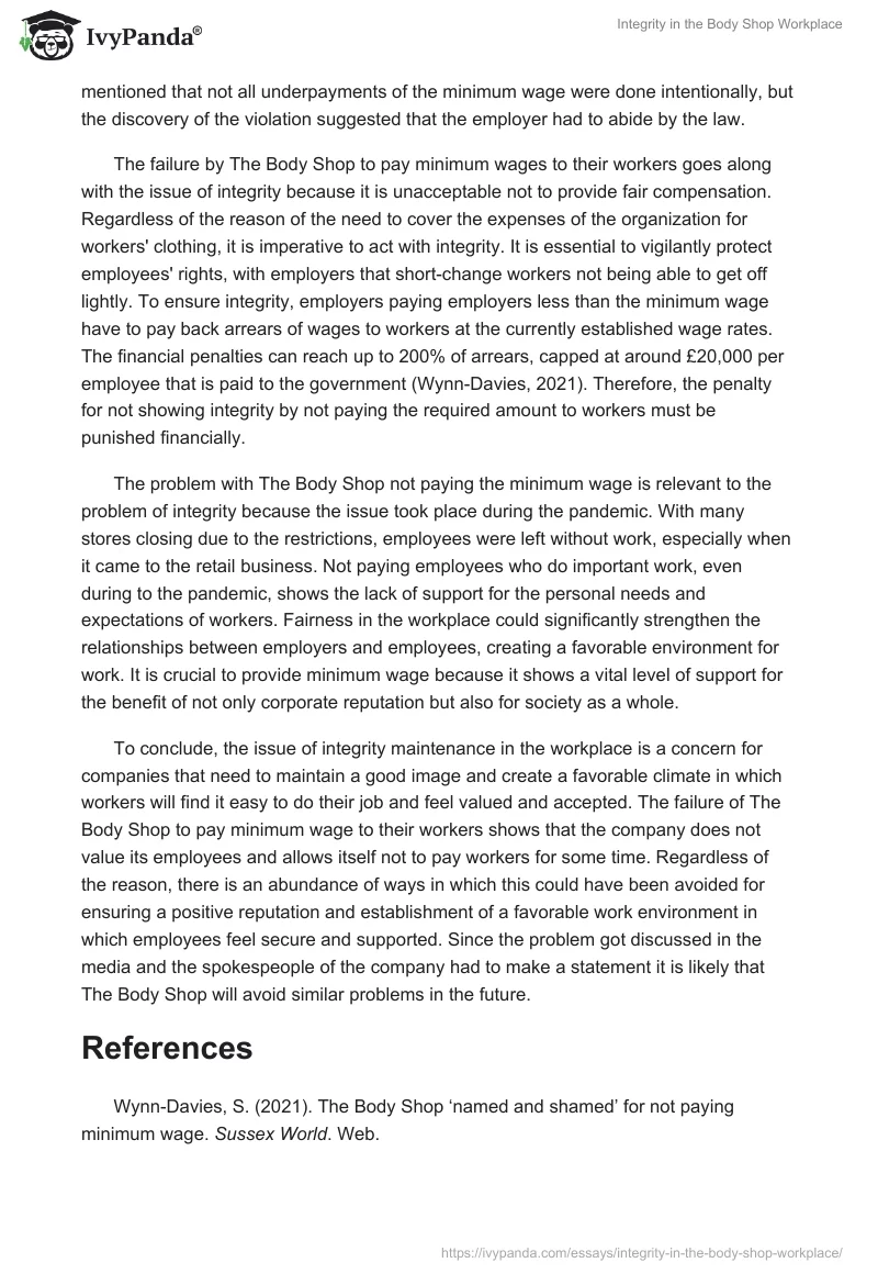Integrity in the Body Shop Workplace. Page 2