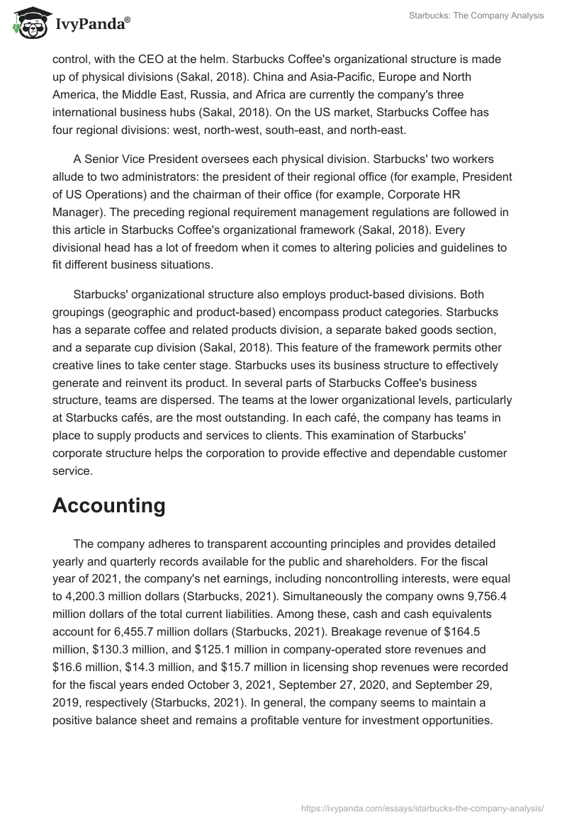 Starbucks: The Company Analysis. Page 4