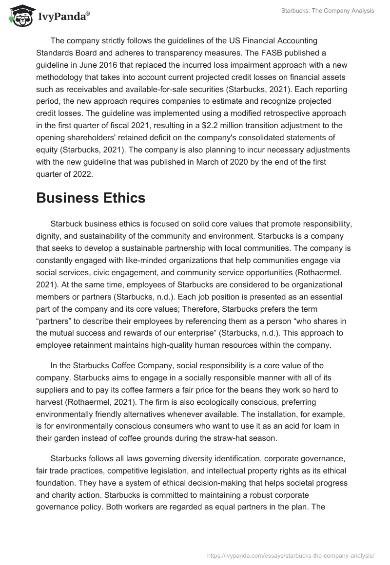 Starbucks: The Company Analysis. Page 5
