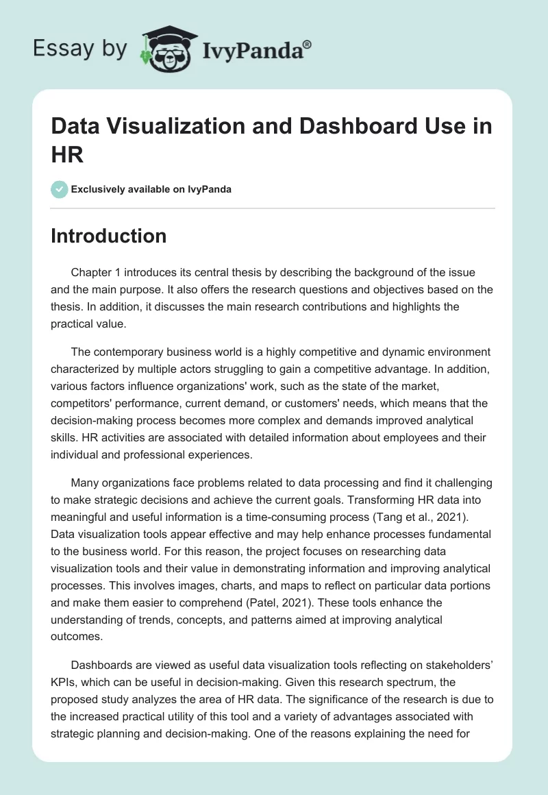 Data Visualization and Dashboard Use in HR. Page 1