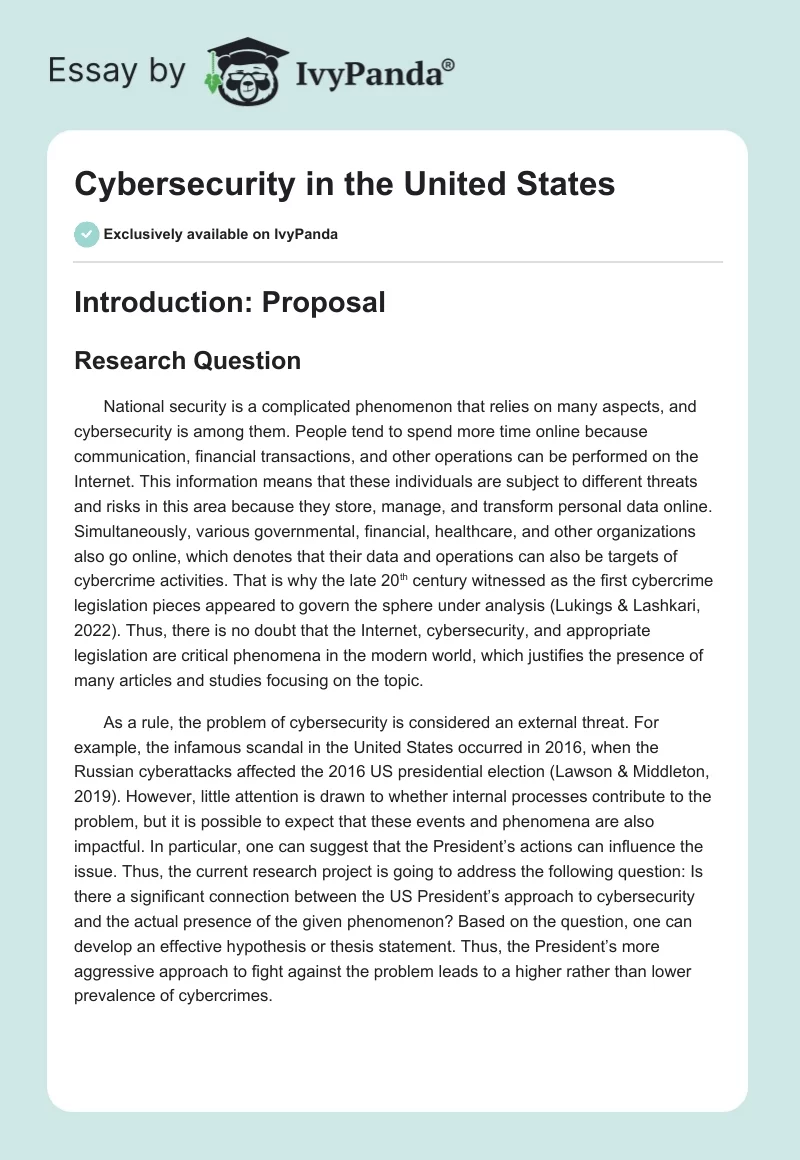 Cybersecurity in the United States. Page 1