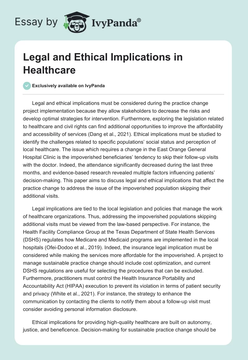 Legal and Ethical Implications in Healthcare. Page 1