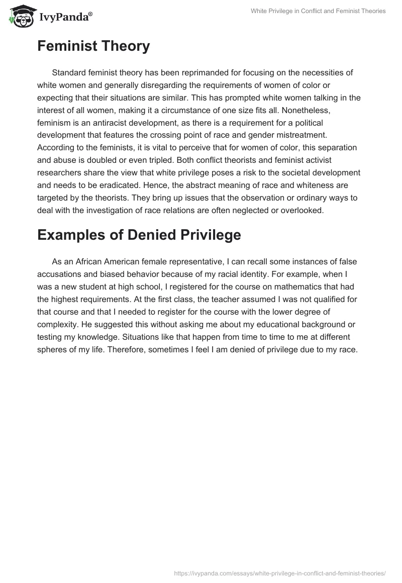White Privilege in Conflict and Feminist Theories. Page 2