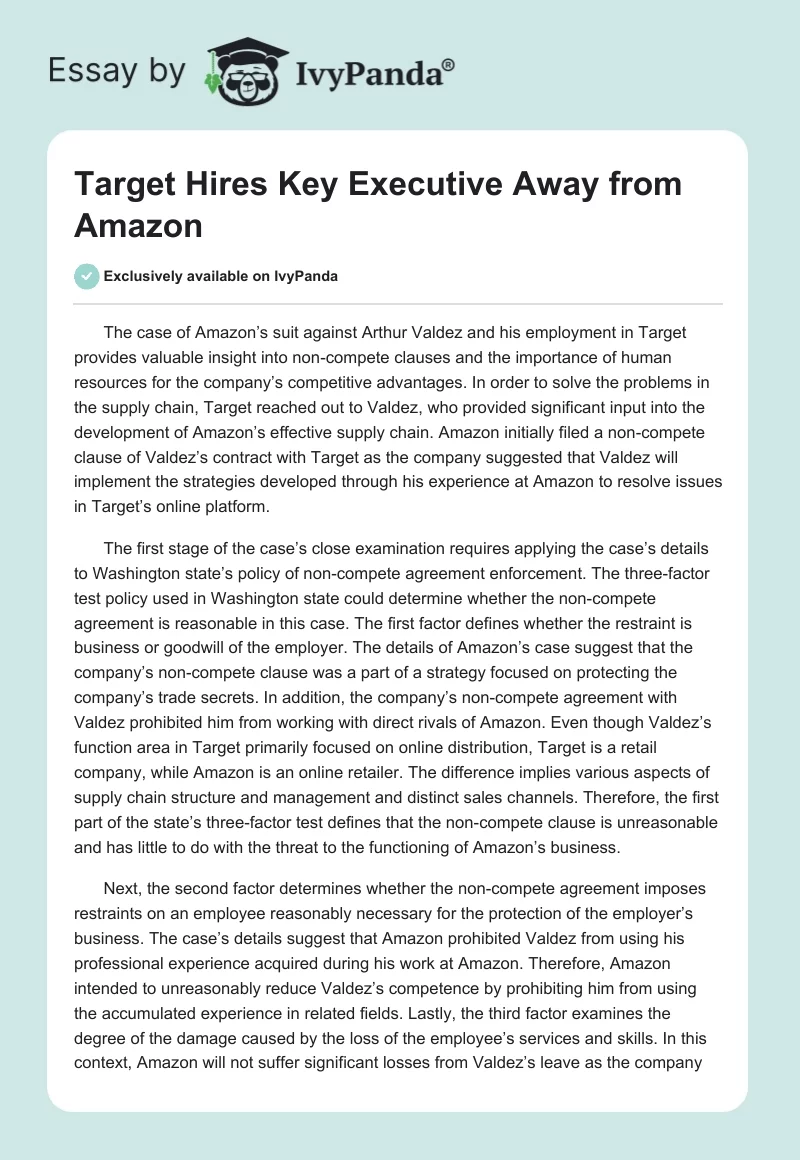 Target Hires Key Executive Away From Amazon. Page 1
