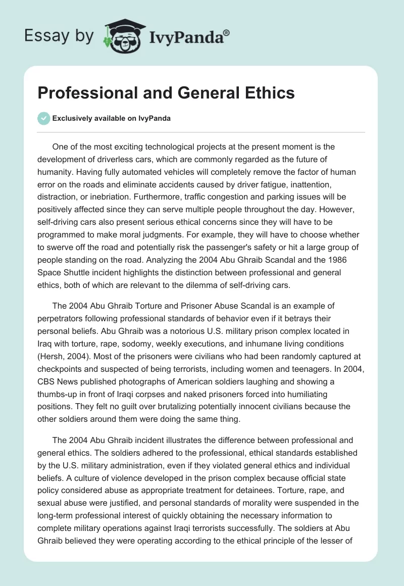 Professional and General Ethics. Page 1