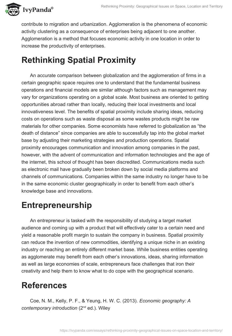 Rethinking Proximity: Geographical Issues on Space, Location and Territory. Page 2