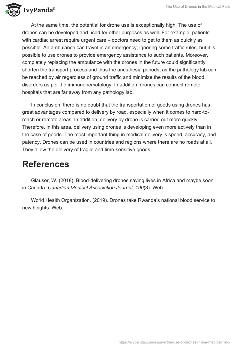 The Use of Drones in the Medical Field. Page 2