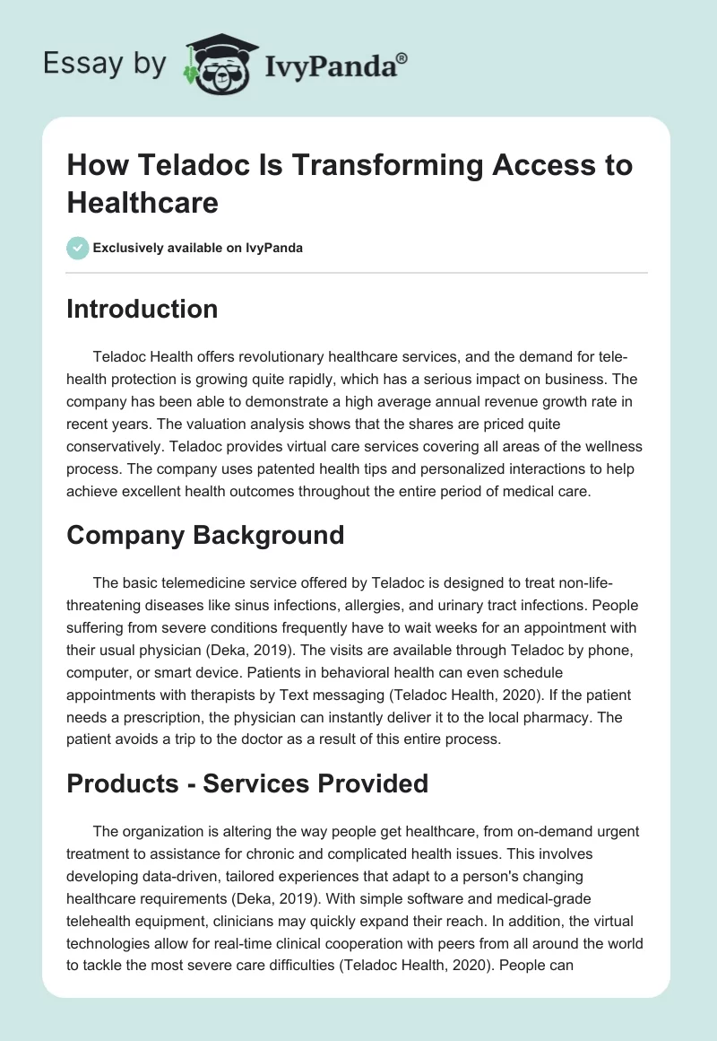 How Teladoc Is Transforming Access to Healthcare. Page 1