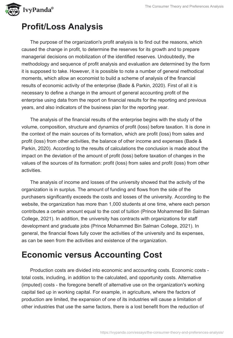 The Consumer Theory and Preferences Analysis. Page 2