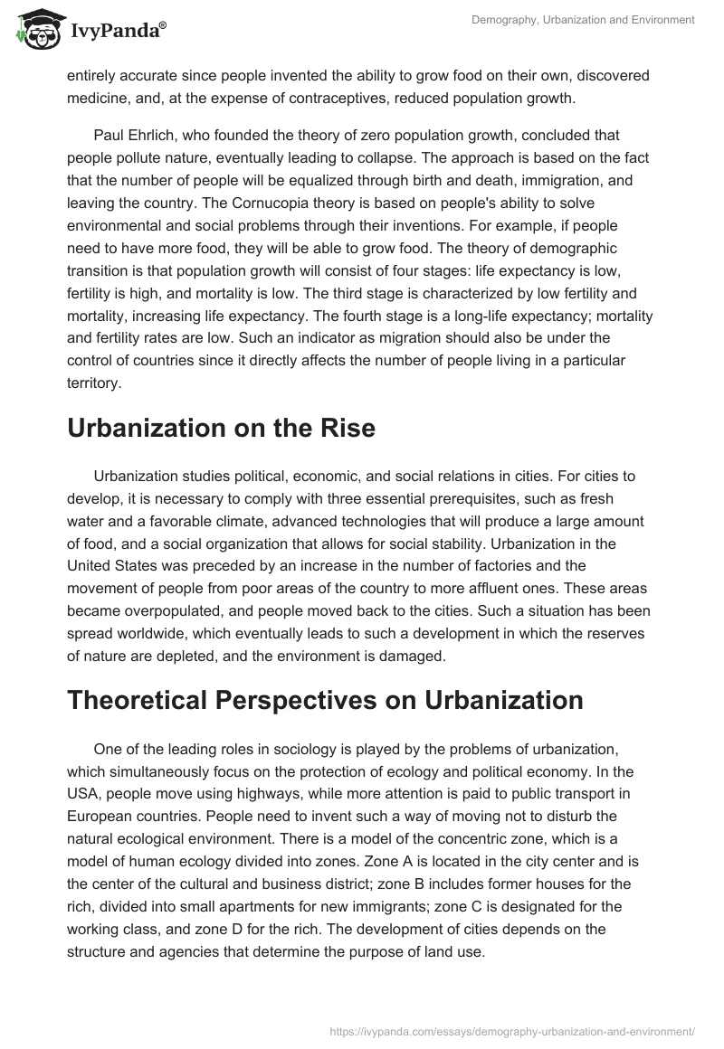 Demography, Urbanization and Environment. Page 2