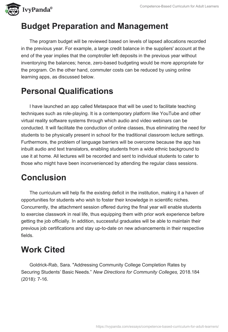 Competence-Based Curriculum for Adult Learners. Page 3