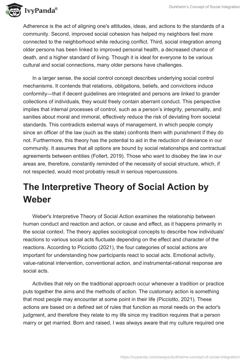 Durkheim’s Concept of Social Integration. Page 2