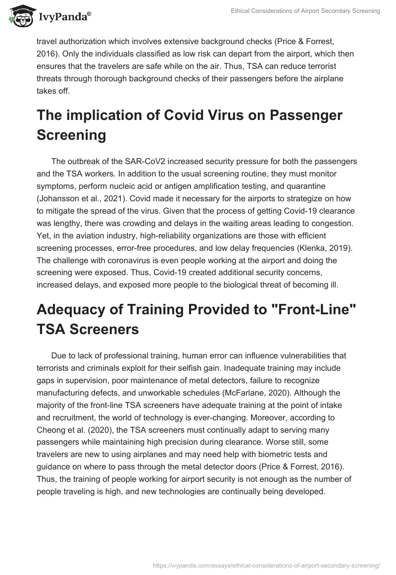Ethical Considerations of Airport Secondary Screening. Page 2
