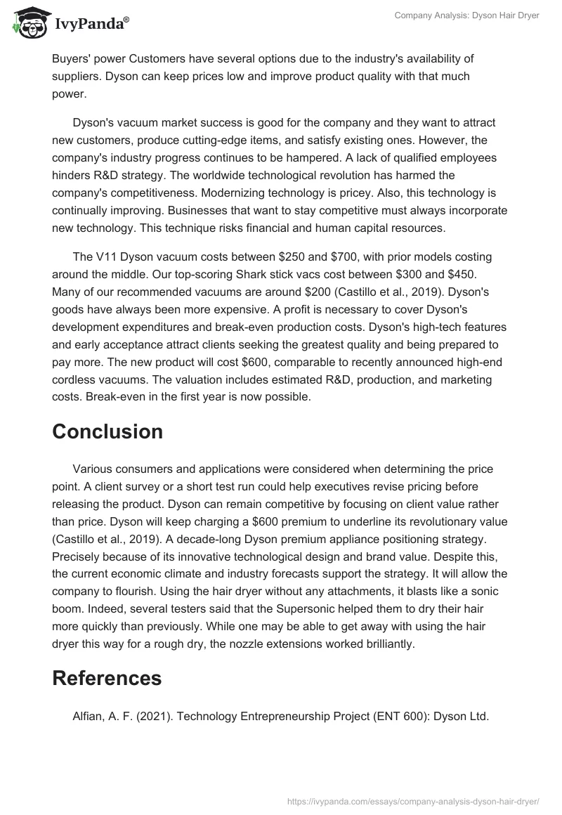 Company Analysis: Dyson Hair Dryer. Page 4