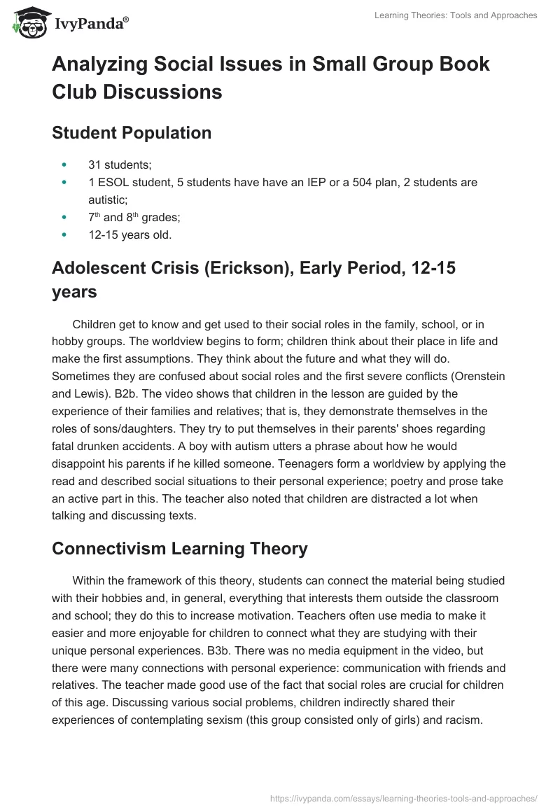 Learning Theories: Tools and Approaches. Page 2