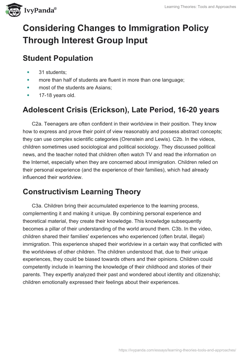 Learning Theories: Tools and Approaches. Page 3