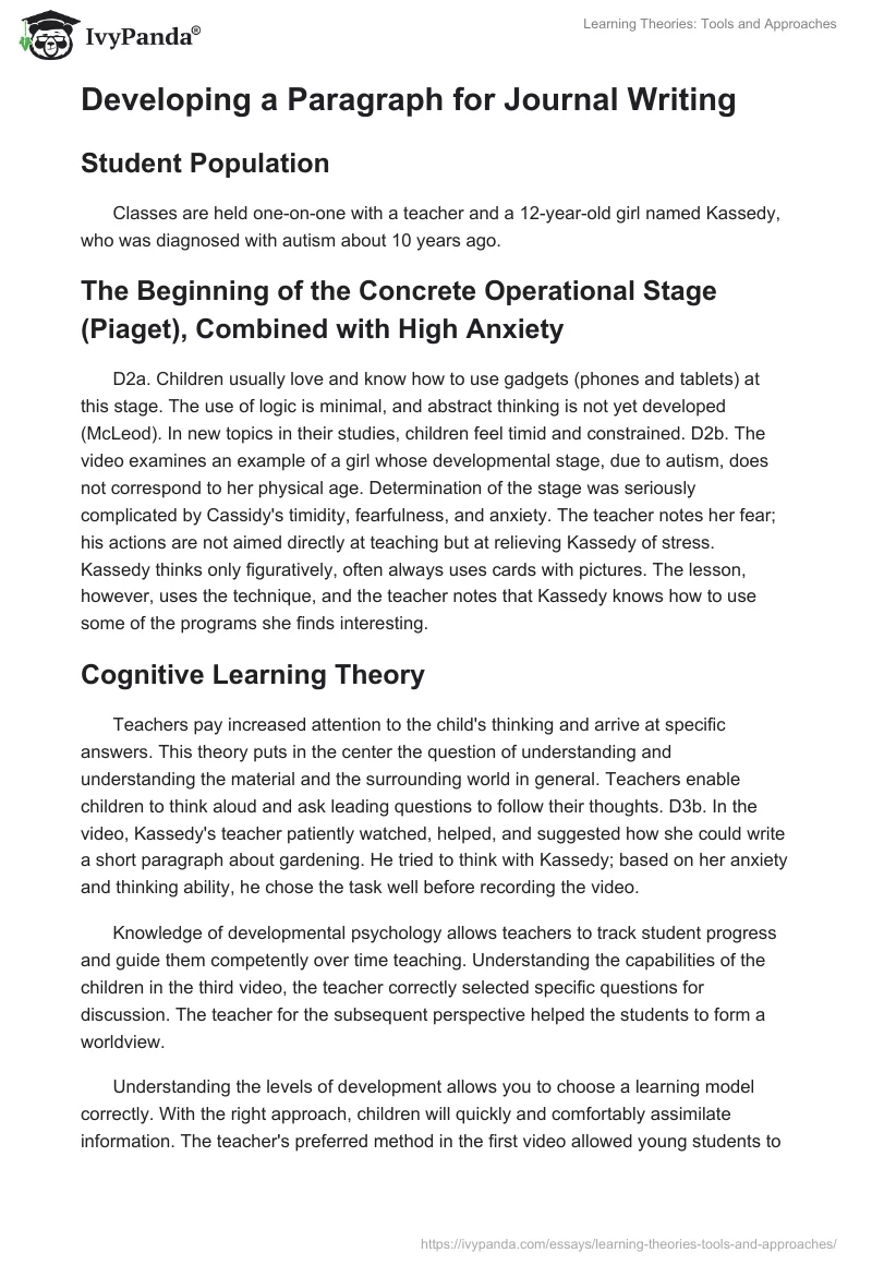Learning Theories: Tools and Approaches. Page 4
