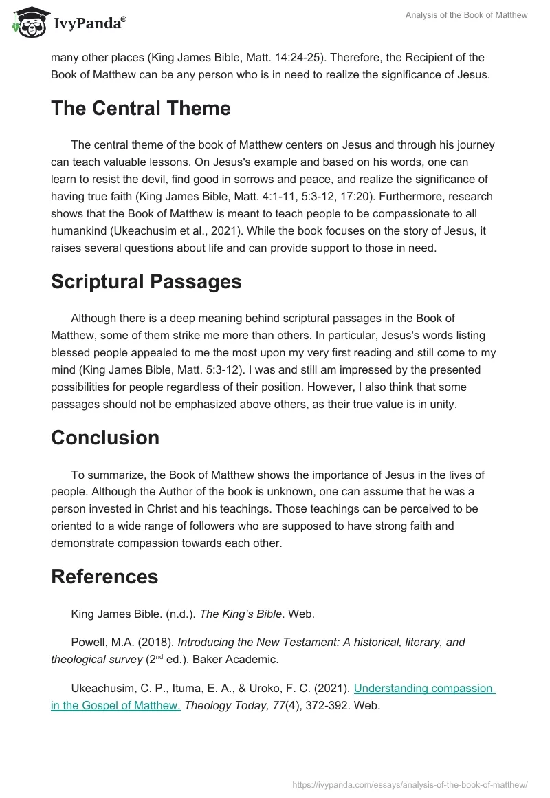 Analysis of the Book of Matthew. Page 2
