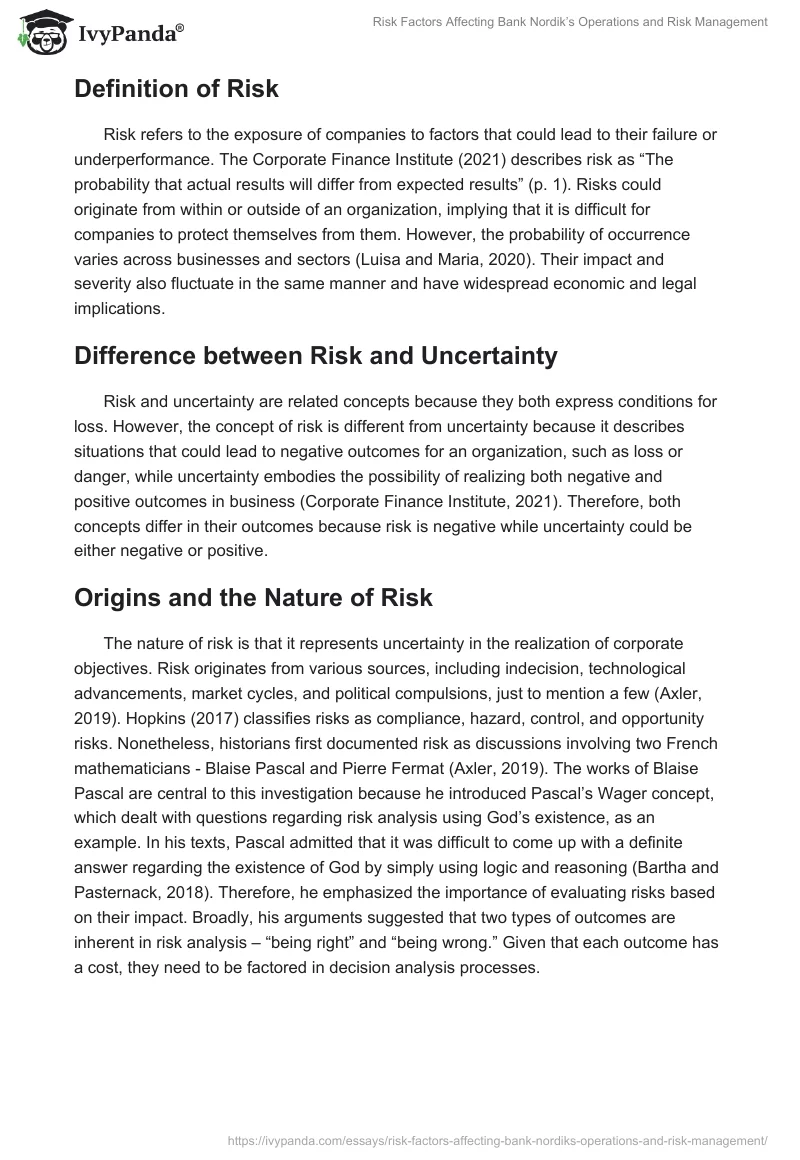 Risk Factors Affecting Bank Nordik’s Operations and Risk Management. Page 2