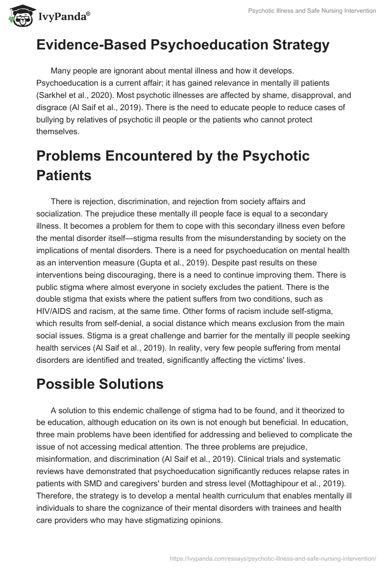 Psychotic Illness and Safe Nursing Intervention. Page 5