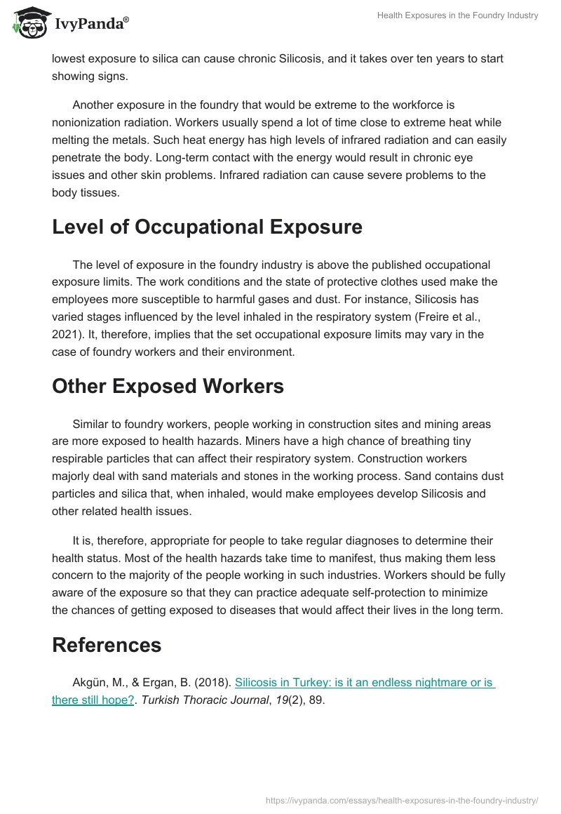 Health Exposures in the Foundry Industry. Page 2