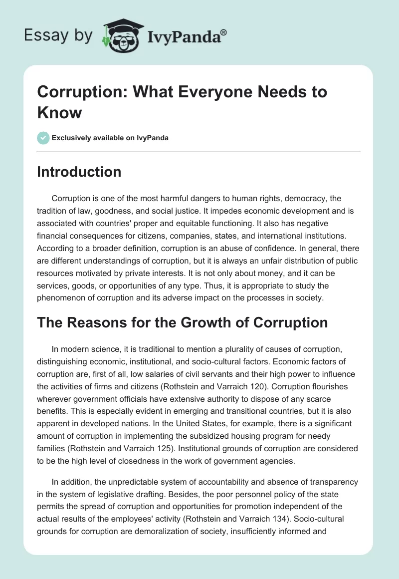 Corruption: What Everyone Needs to Know. Page 1