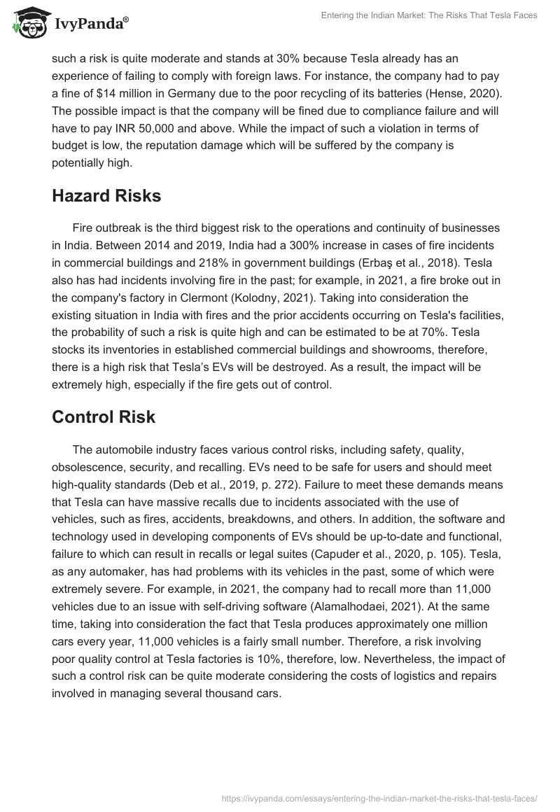 Entering the Indian Market: The Risks That Tesla Faces. Page 5