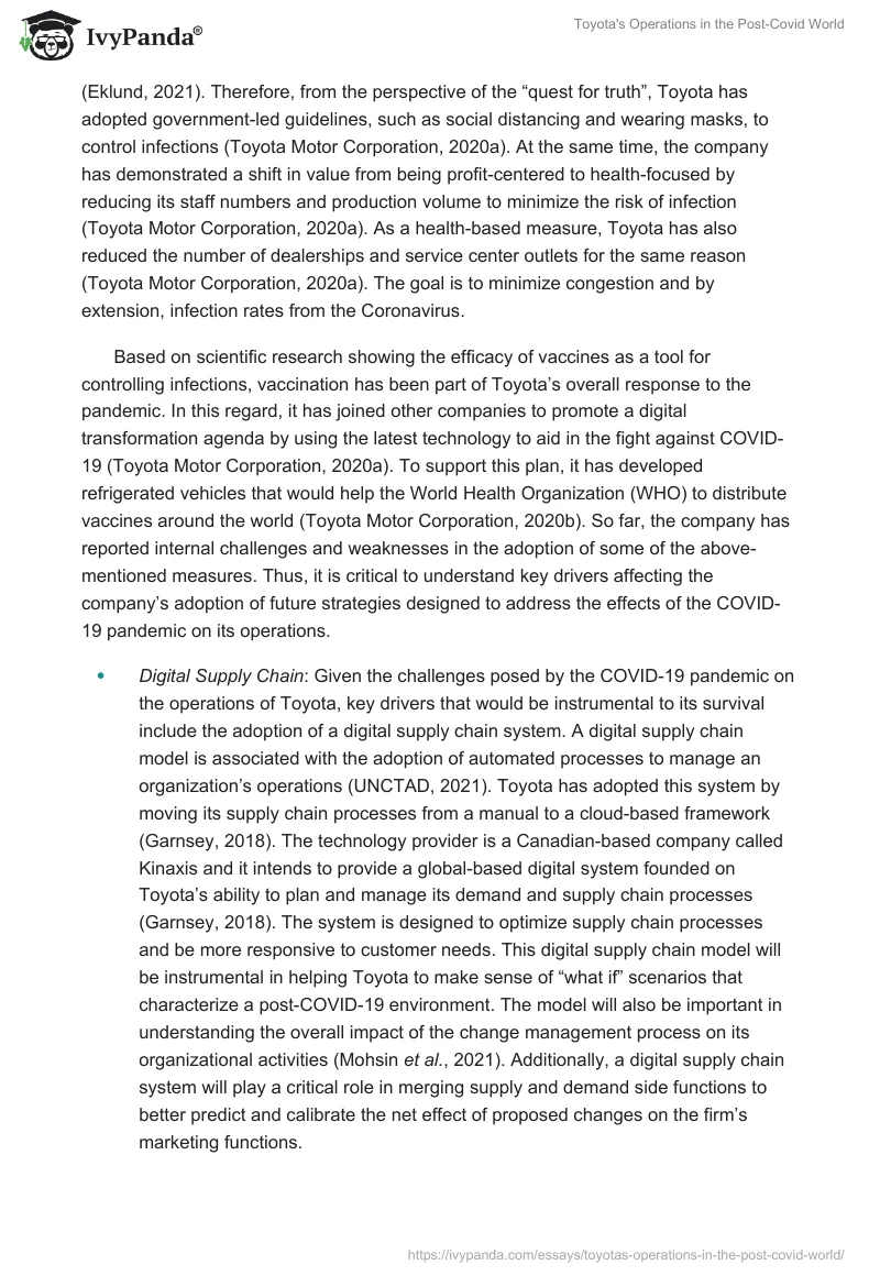 Toyota's Operations in the Post-Covid World. Page 2