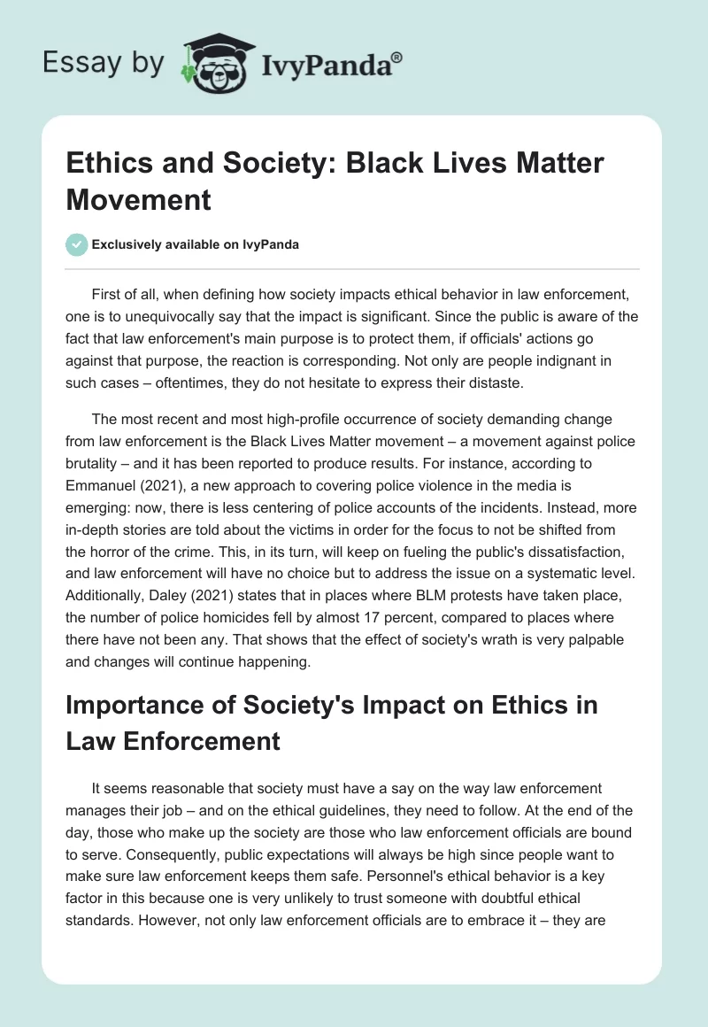 Ethics and Society: Black Lives Matter Movement. Page 1