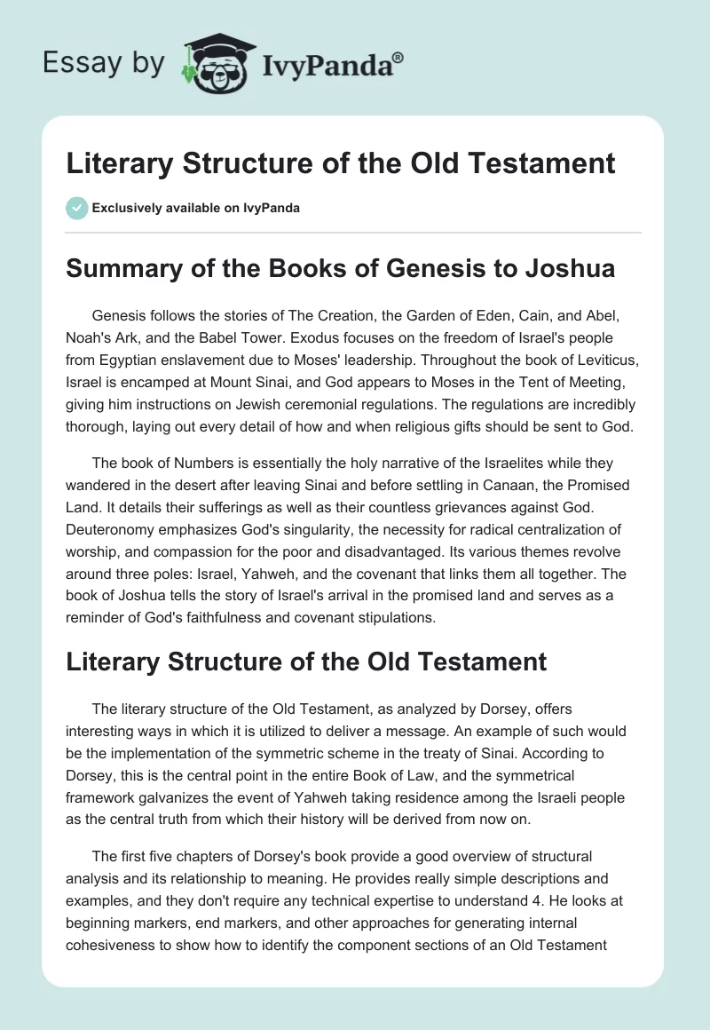 Literary Structure of the Old Testament. Page 1