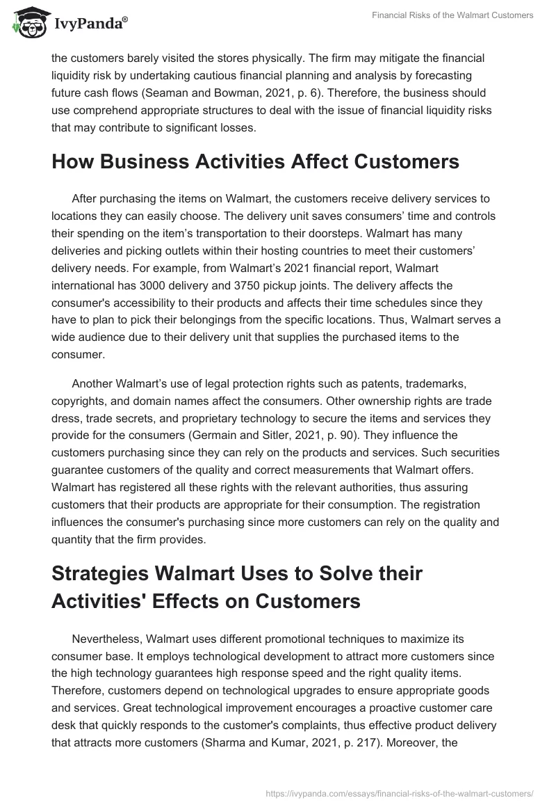 Financial Risks of the Walmart Customers. Page 2