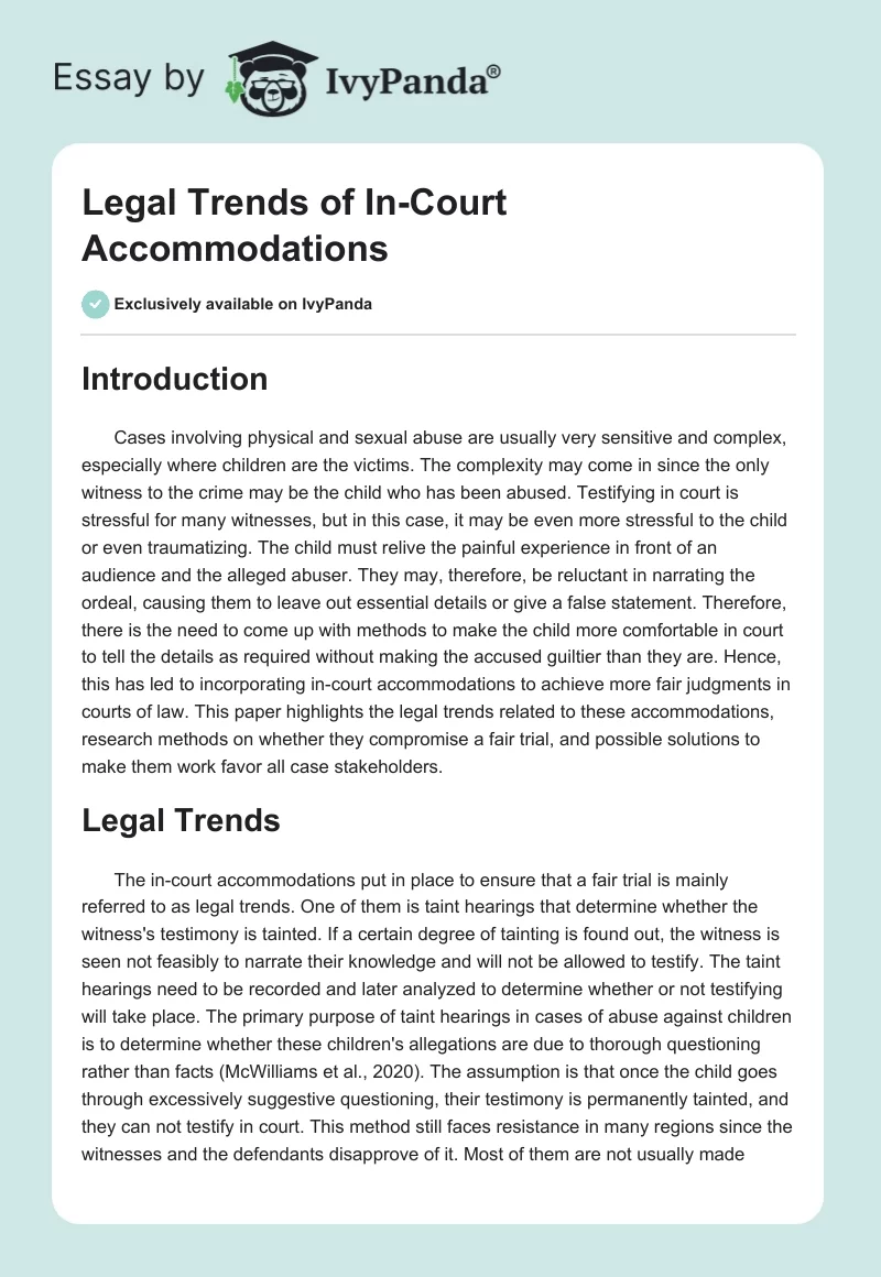 Legal Trends of In-Court Accommodations. Page 1