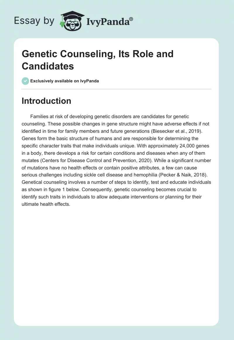 Genetic Counseling, Its Role, and Candidates. Page 1