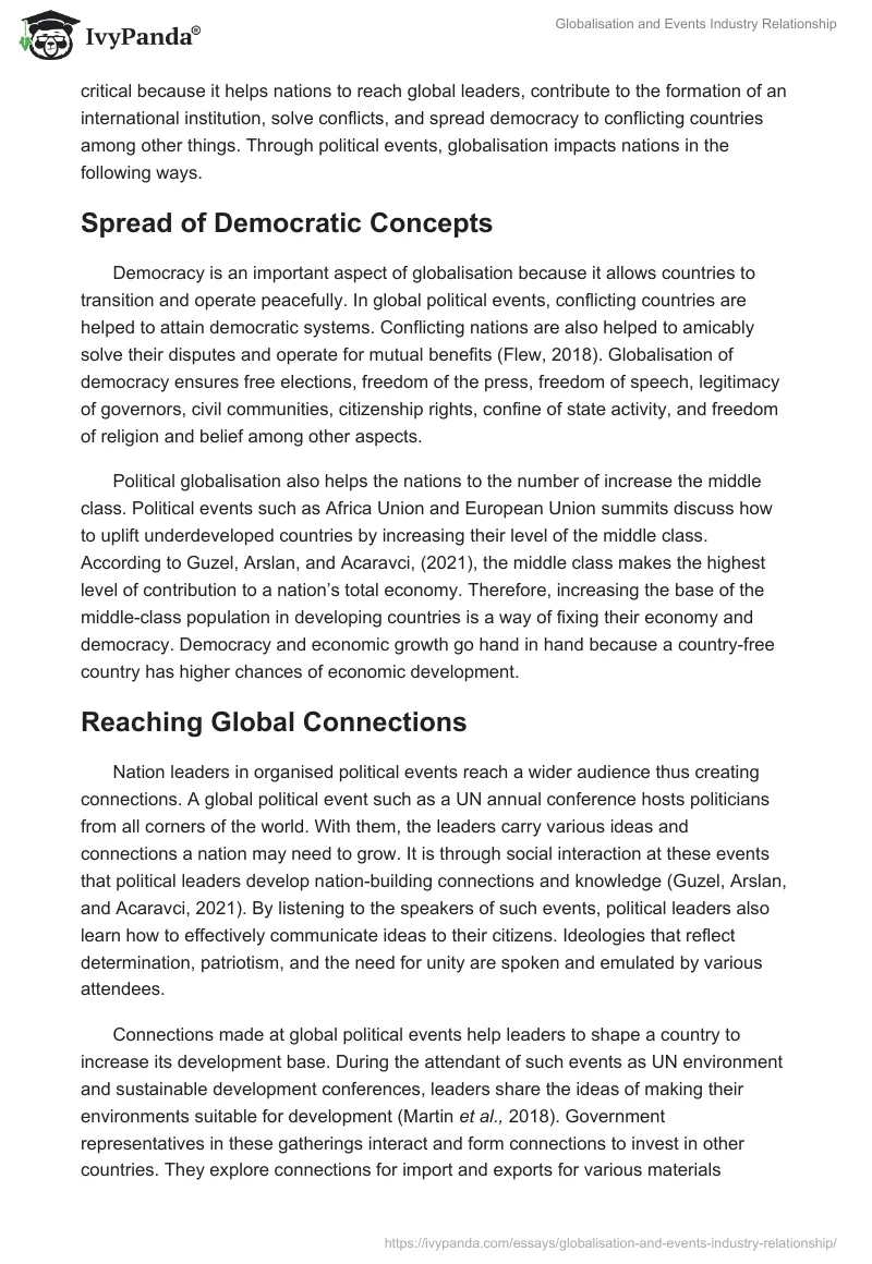 Globalisation and Events Industry Relationship. Page 2
